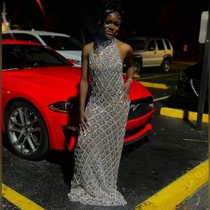 maxi diamond stud dress